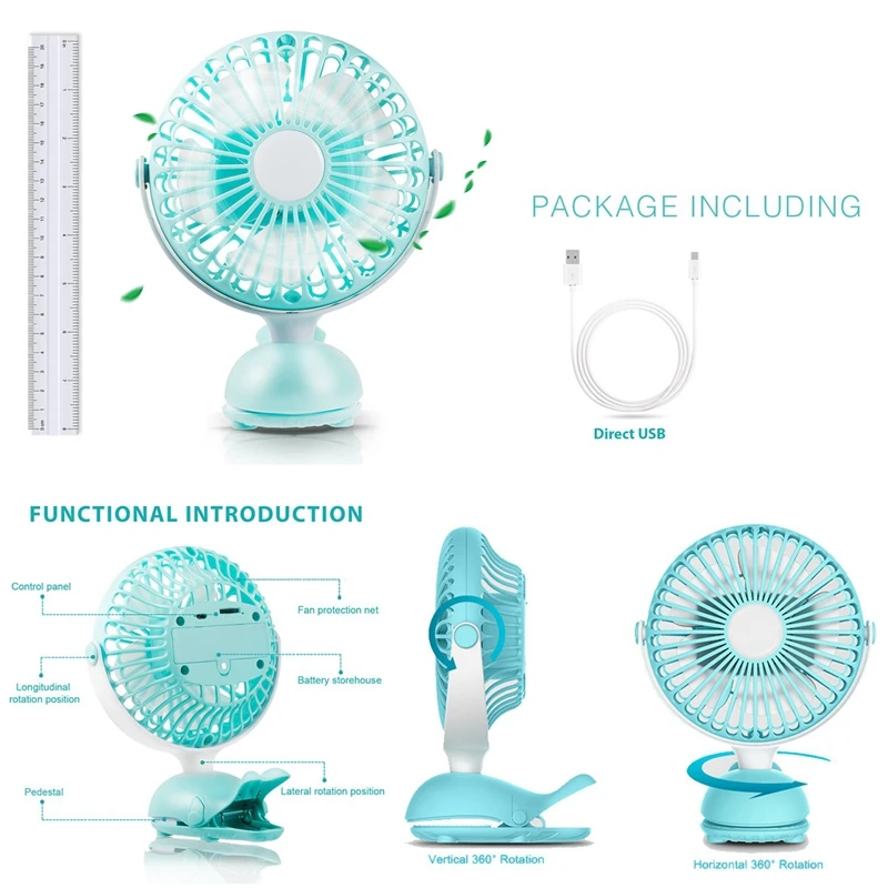 

Clip Fan Portable Stroller Fans Cute Whale Design Rechargeable Usb Personal Desk Fan Adjustable Tilt Whisper Quiet Operation