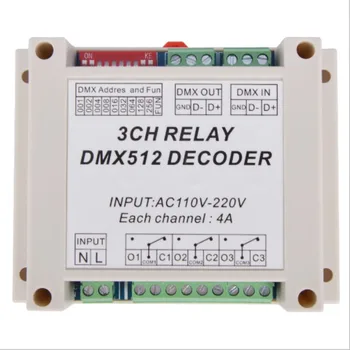 

DMX512 decoder led controller 1pcs AC110-220V 3CH controller RGB led strip lights DMX-RELAY-3 channel relays use for led lamps