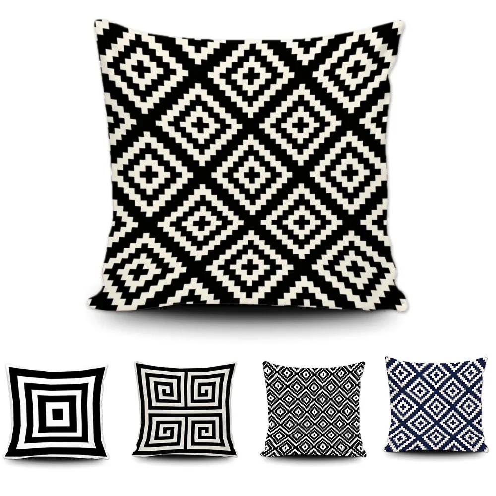 Art Abstract Geometric Cushion Cover Navajo Geometry Black Cream Art Abstract Geometric Cushion Cover