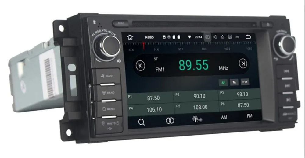 Excellent Quadcore Android8.1 Car DVD GPS for Chrysler 300C Aspen /Jeep Cherokee Commander Compass Wrangler Journey Navigation Radio 2GRAM 1