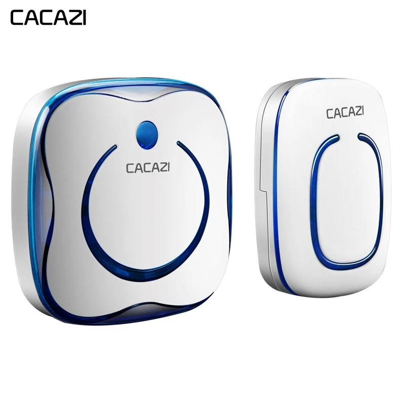 

CACAZI Smart Wireless Doorbell 280M Remote Waterproof 1 Battery Button 1 Receiver led light Home Cordless bell 36 chimes US Plug
