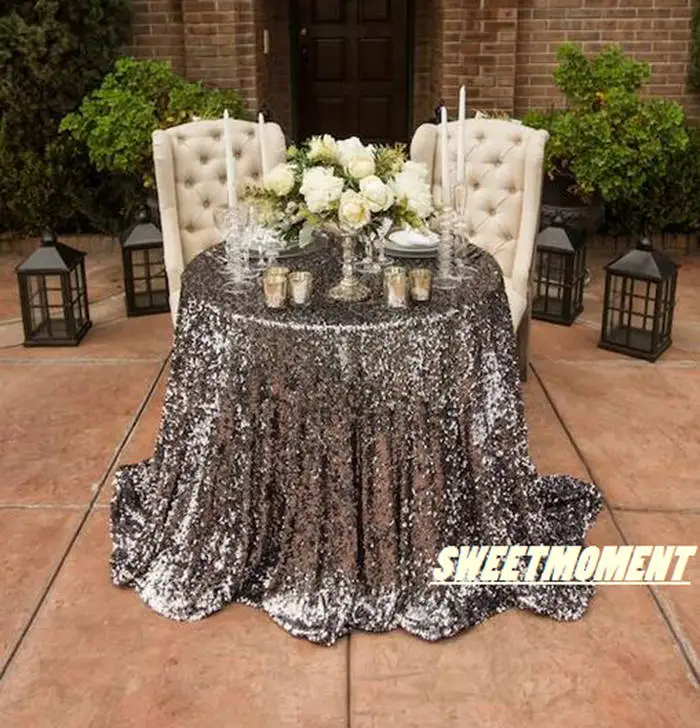 

Silver Colour Sequin Tablecloth Glittery Table Cloth For Wedding & Event