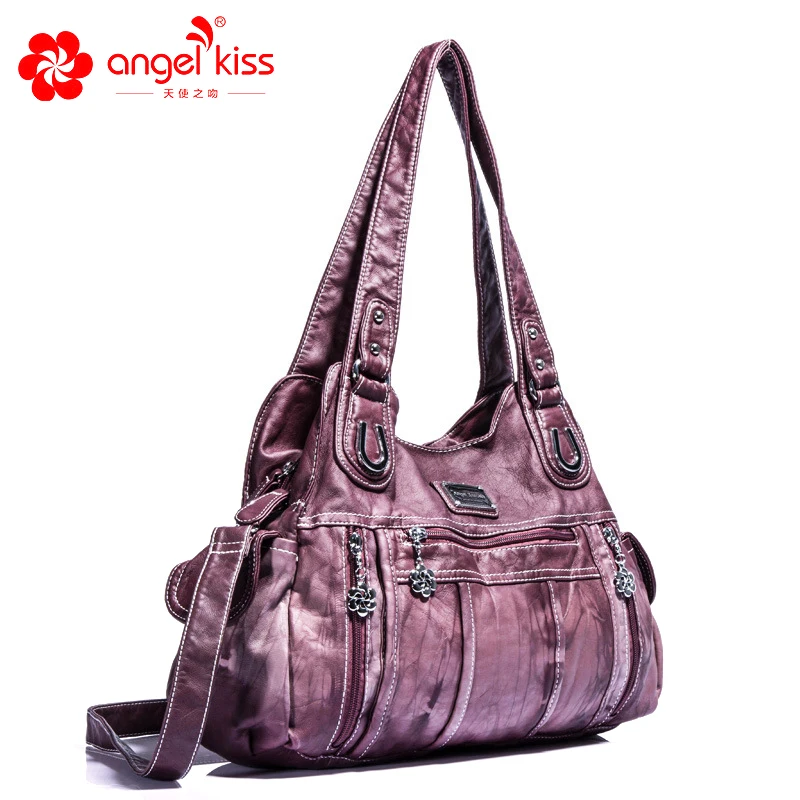 Женские кошельки и сумки Angelkiss из мягкой кожи с эффектом потертости большие на