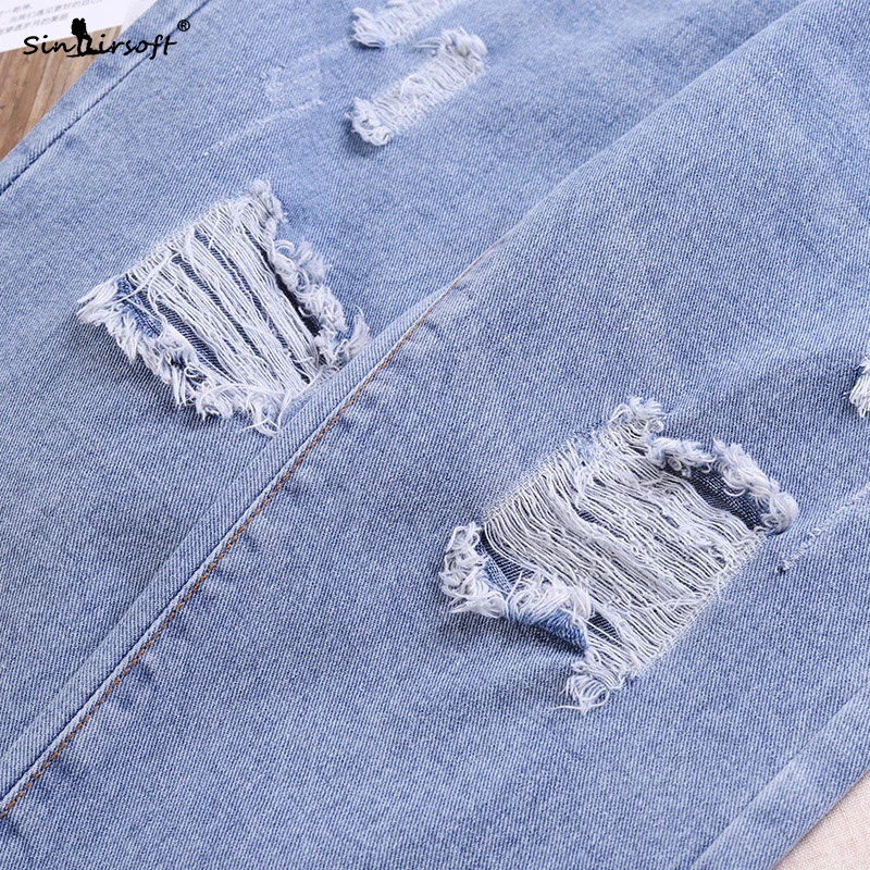 Синие джинсы рваные джинсы модные семь очков Джинсы женские новые летние рисовые хлопковые рваные джинсы женские