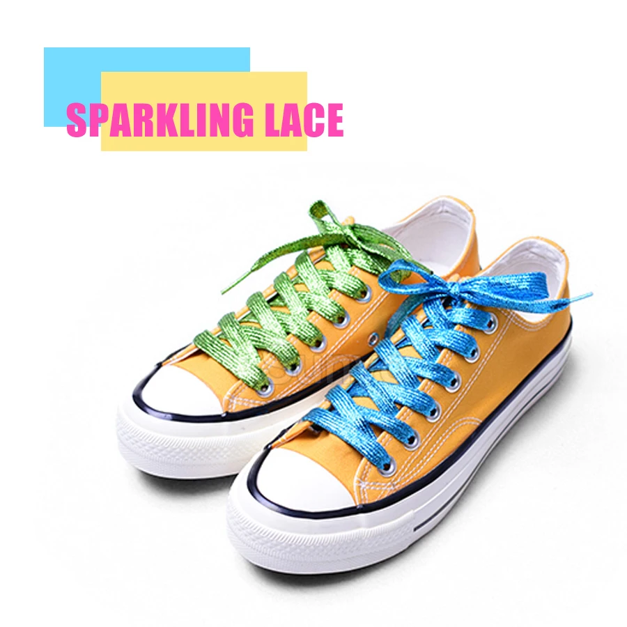 Цветные мужские и женские шнурки для кроссовок с металлическим блеском, блестящий шнурок золотого цвета, серебристые плоские шнурки, спортивная обувь для бега, шнуровка