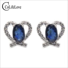 Новые модные сапфировые серьги натуральный темно-синий серьги-гвоздики для женщин серебро 925 пробы ювелирные изделия подарок для девочки