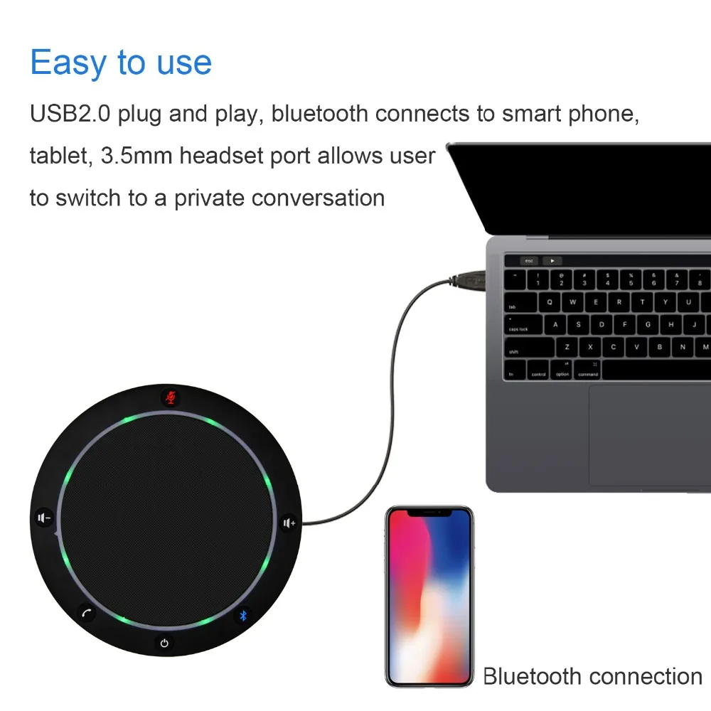 Tenveo NA100B Bluetooth USB Конференц-динамик телефон для VoIP софтфонов через ПК и мобильный телефон музыкальный динамик