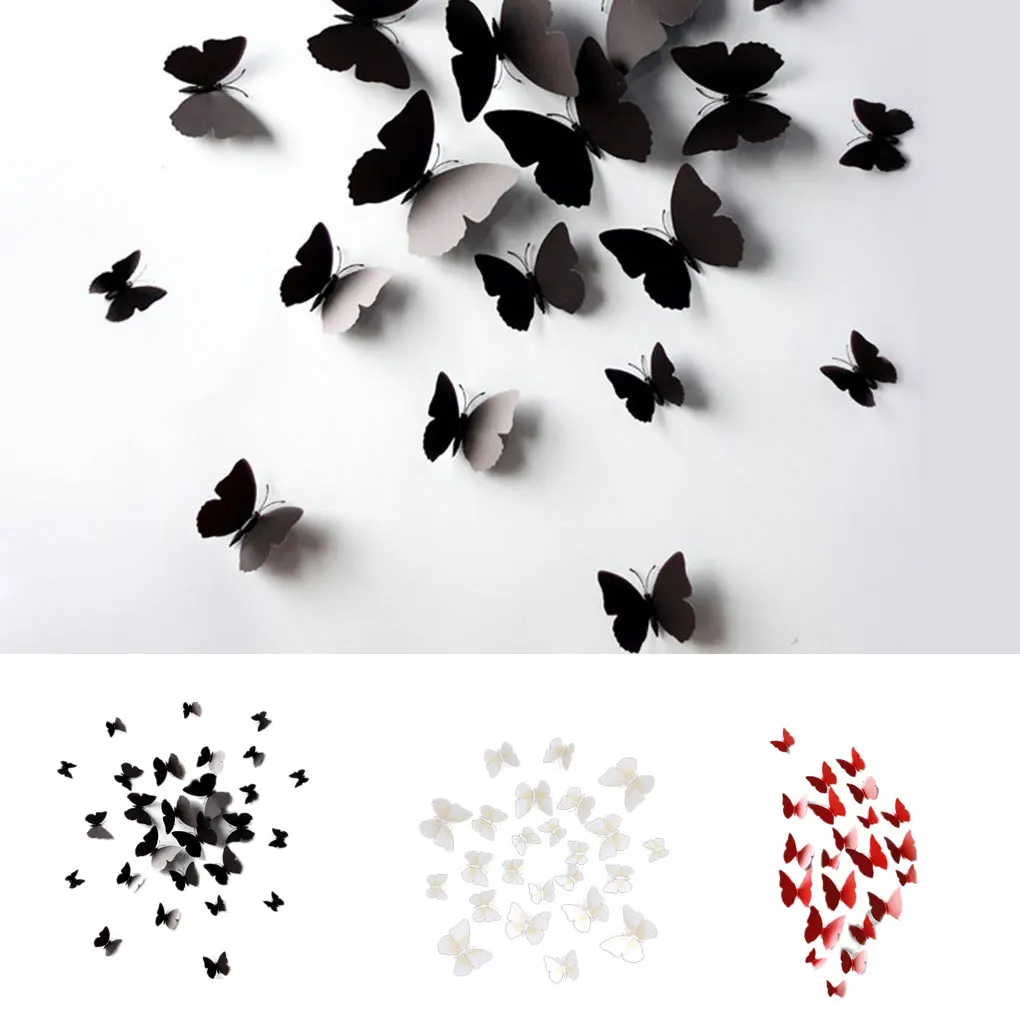 

New 2019 12pcs 3D Lifelike Brooch Butterfly Curtain Decor Tattoo Wedding Decoration Refrigerator Ornaments