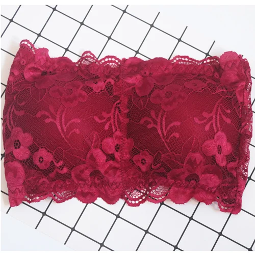 Tube Top Red Для женщин сексуальное женское белье корсет кружево Цветочные Bralette бюстгальтер ультратонкие майки-ками кружевное бел - Цвет: Tube Top Red