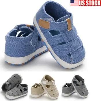 

Summer Baby Girl Boy Kids Sandals Anti-Slip Crib Shoes Soft Sole Prewalkers Cute