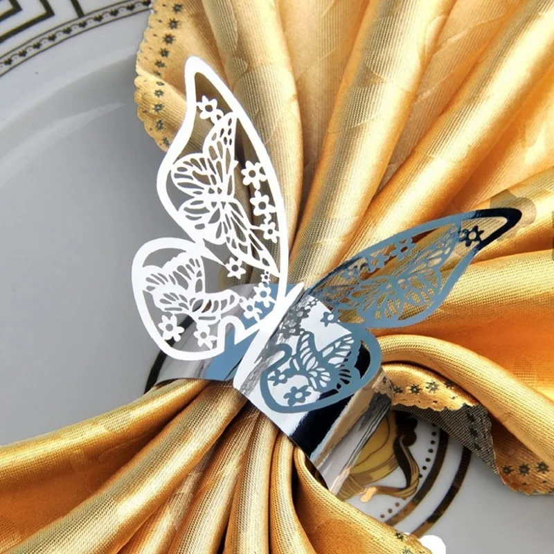 50 шт./лот бабочка стиль лазерная резка кольцо для бумажных салфеток свадебный отель банкет церемония украшения стола Shinne бумага