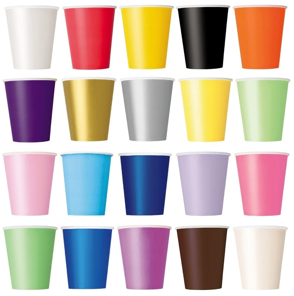 Vajilla para fiestas de cumpleaños Plat de colores lisos y lisos 20 vasos  de papel (9oz)|cup cups|cup papercup c - AliExpress