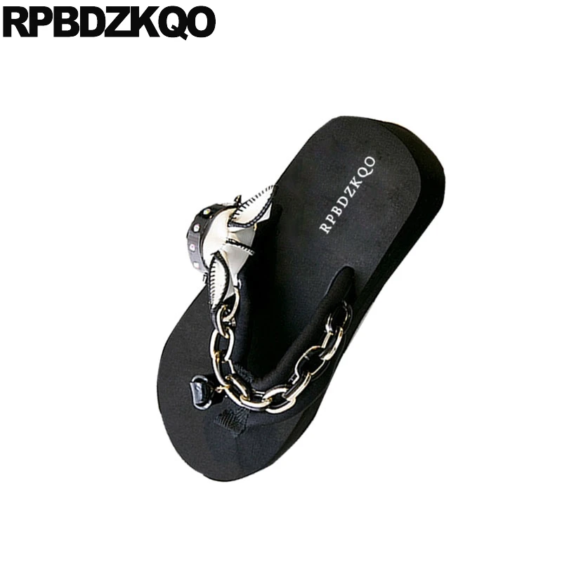 

Flatform Pumps Platform Wedge Sandals Summer Embellished Shoes Flip Flop High Heel Women Cute Pink Famous Brand Slides Chain Dog