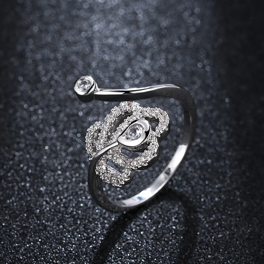 Корейские горячие модные регулируемые кольца золотого цвета и посеребренные желаемые Цветы Листья палец кольца для женщин ювелирные изделия свадьбы - Цвет основного камня: R148-1