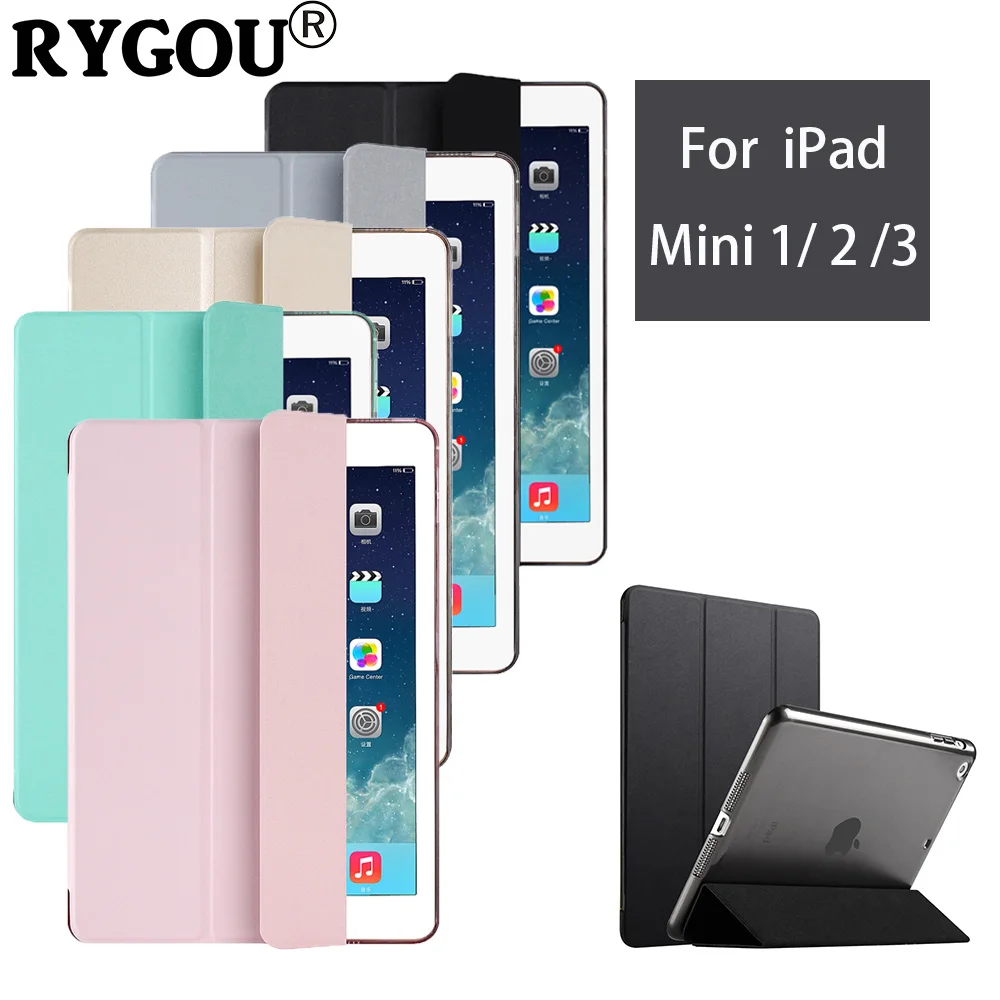 Чехол Rygou для iPad mini трехскладной умный чехол Yippee Color Ультратонкий Прозрачный