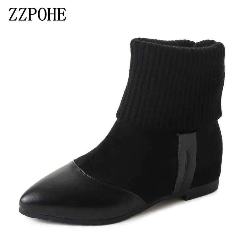 

ZZPOHE 2017 Winter Women Snow Boots Woman Plus Warm Flat Platform Ankle Boots Female Soft Comfortable Leather Plus Size Shoes