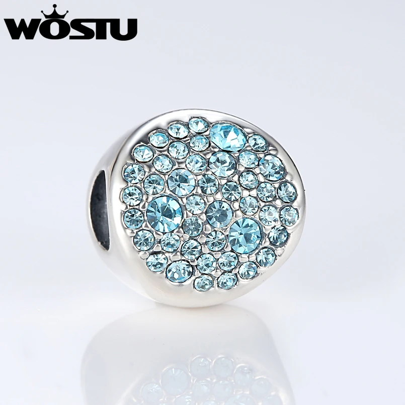 Настоящее 925 пробы, одноцветные серебряные круглые бусины с синим фианитом, подходят к оригинальному WST браслету, Аутентичные DIY ювелирные изделия, подарок