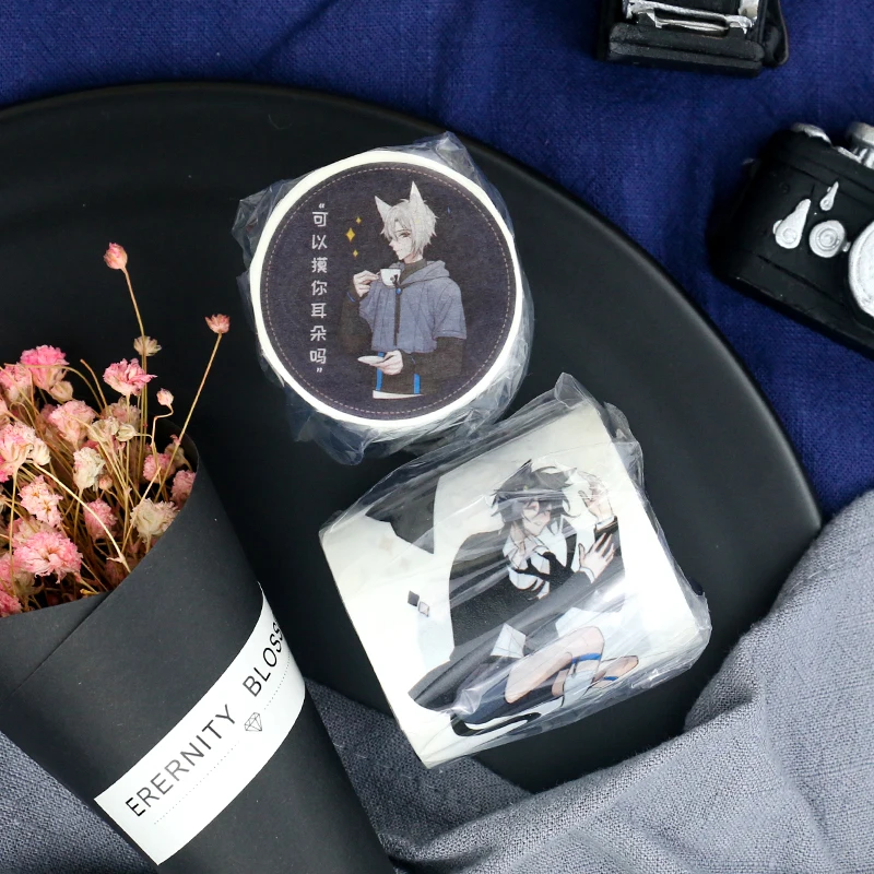 

Special Ink 50mm wide animal ear Cat boy decoration washi tape DIY scrapbooking masking tape With release paper