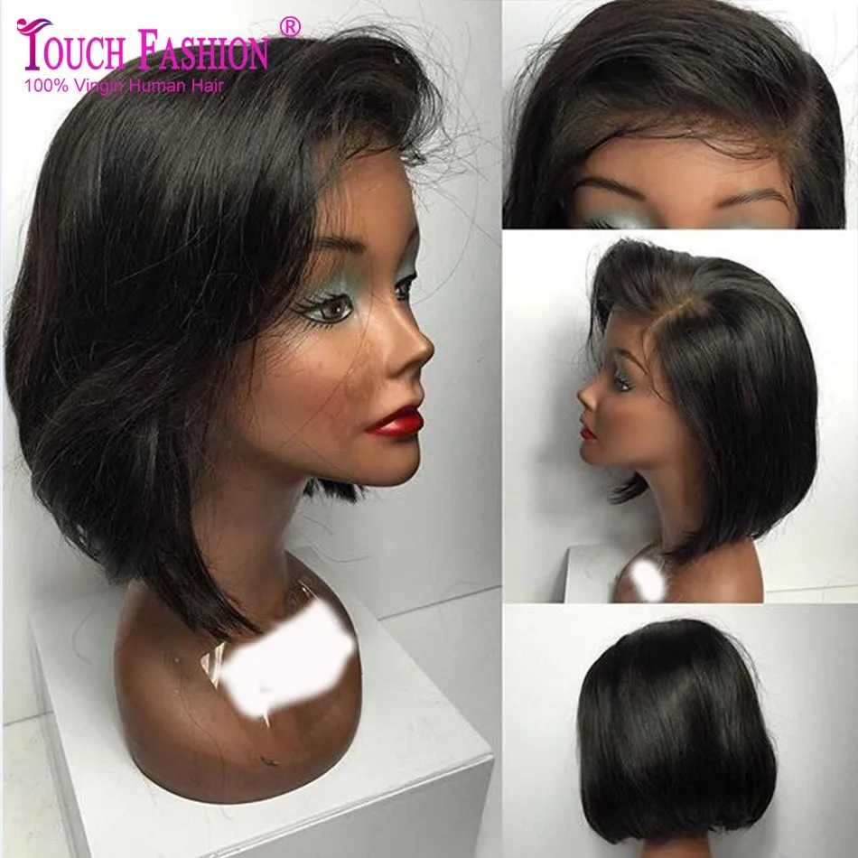 Virgin Brazilian Glueless Short Lace Front Human Hair Bob Wig/Full Lace Human Hair Bob Wigs For Black Women With Side Part