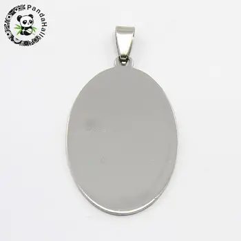 

30pcs DIY 316 Stainless Steel Flat Oval Hand Stamping Blank Tag Pendants for Jewelry Making 53x30x1mm Hole: 8x4mm