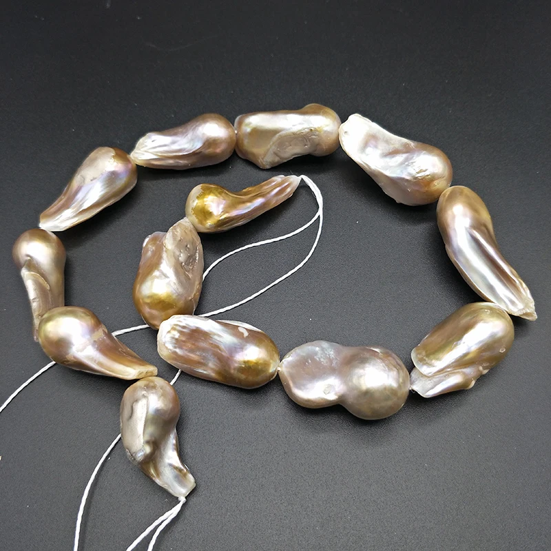 

Shuangsheng Golden Purple Natural Irregular Large Baroque Pearl Beads 25-35mm Edison Pearl DIY Jewelry Making necklace 39cm