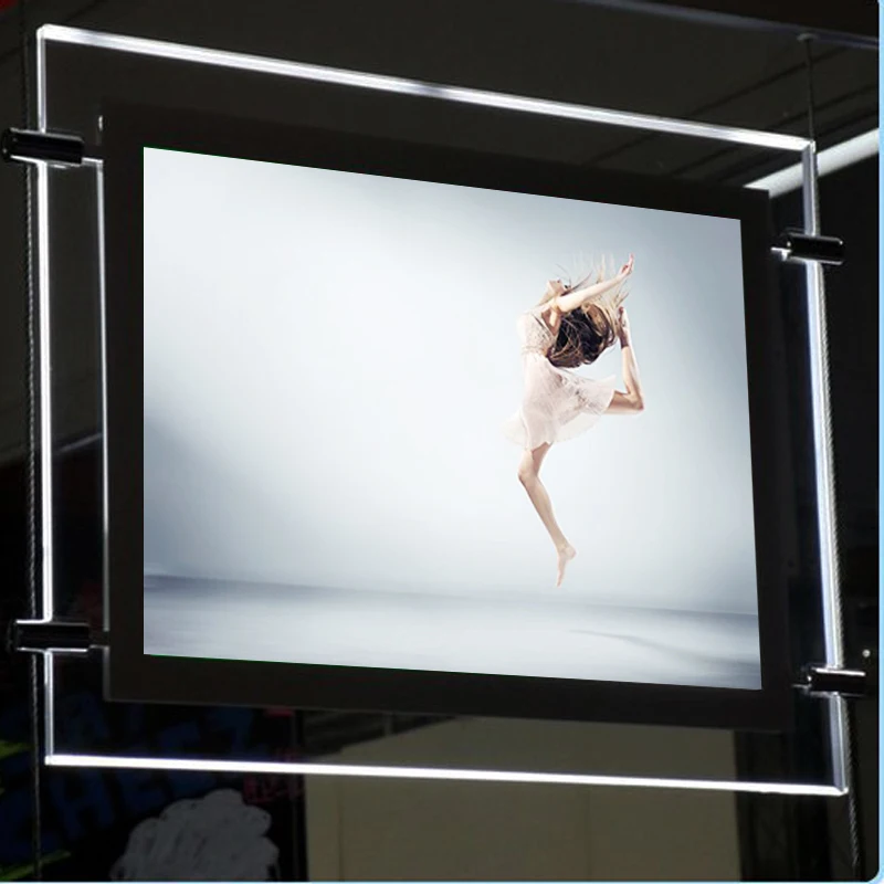 Special Price (Pack of 4 units) A1 Single Sided Backlit Picture Frame,Suspended Cable Crystal Edge LED Light Box for Real Estate,Gallery