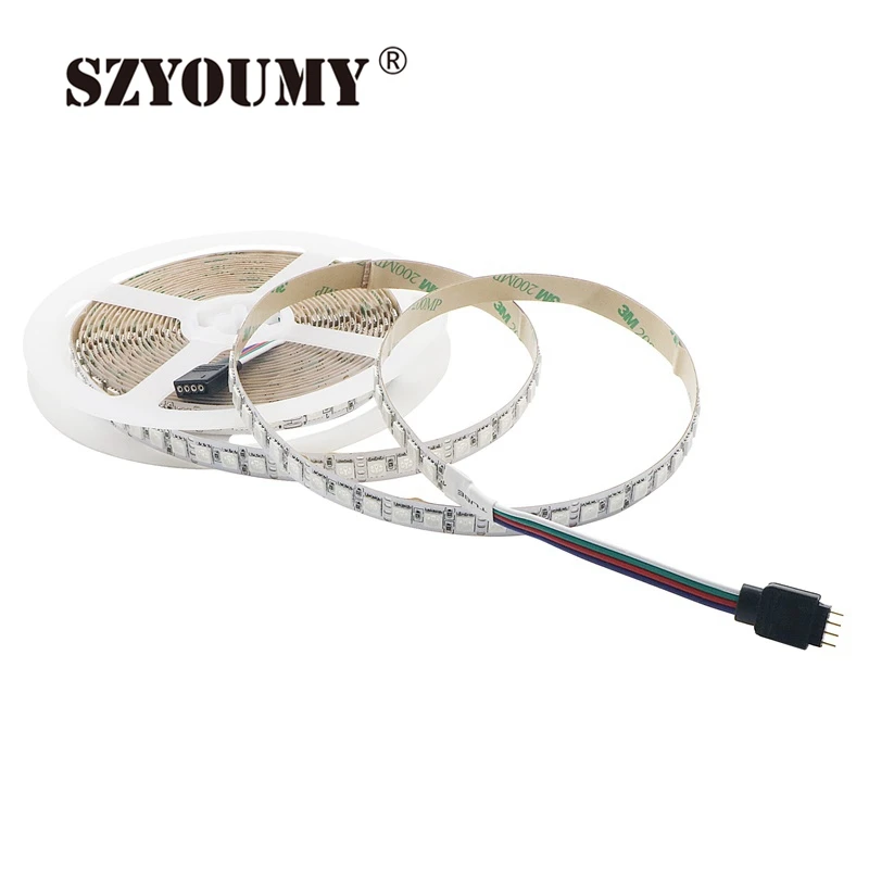 SZYOUMY ультра яркий DC 12 V RGB Светодиодная лента 5050 SMD 5 M 600 светодиодный не водонепроницаемый Fita светодиодный гибкий фонарь неоновая Лента