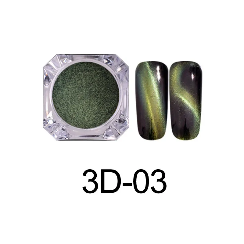3D эффект кошачий глаз магнит волшебное зеркало Порошковая голографическая Пыль УФ гель лак для ногтей блеск пигмент инструменты для маникюра 11 цветов - Цвет: 3D-03