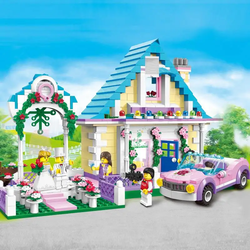 

New Marriage Room Wedding Bridegroom Princess Castle fit house city figures blocks Bricks playmobil Toy girls gift kid