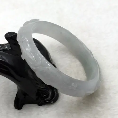 

02075 China Hand-carved Green Emerald Green Jadeite Jade Bracelet Bangle