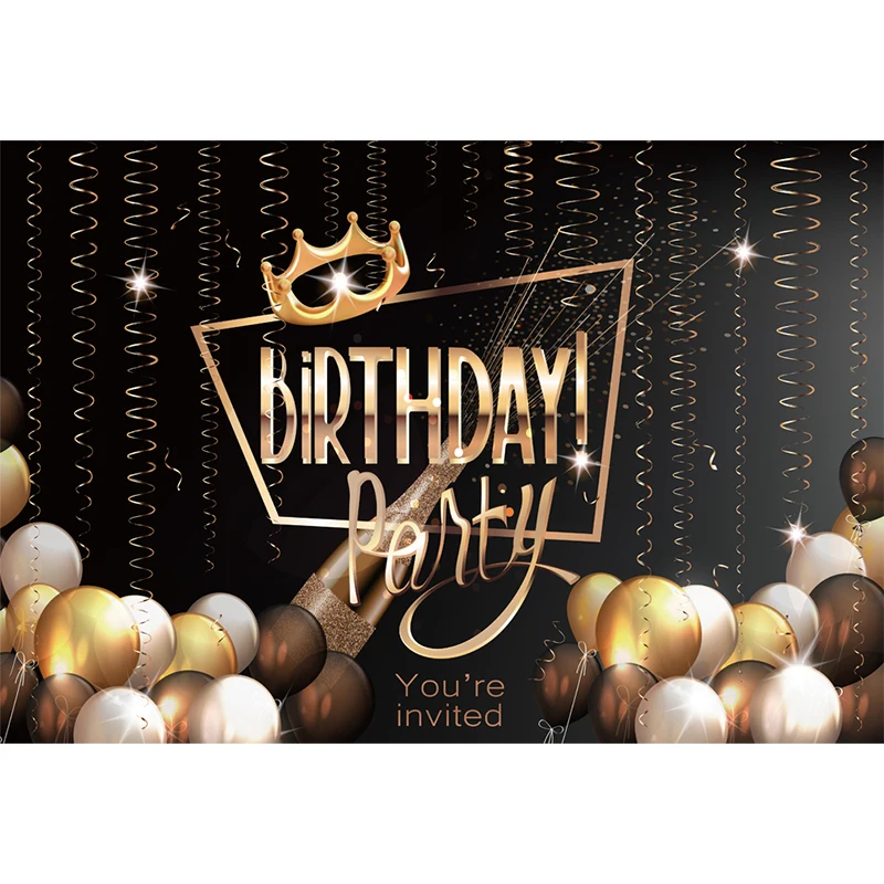 

HUAYI custom birthday party backdrop for adults decoration ideas diy gold balloon 40 50 desktops design foil with lights MZ-1043