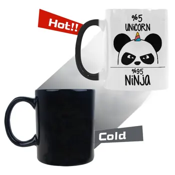 

Cute Ninja Panda Morphing Mug Heat Sensitive Color Changing Coffee Mug Cup Funny Animal Asian Bear Unicorn Coffee Mug Christmas