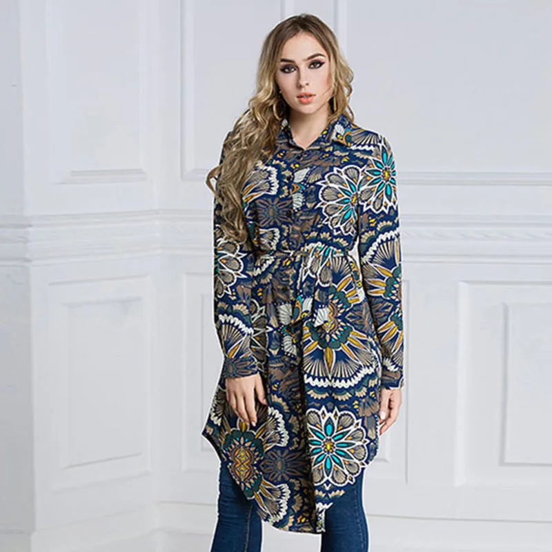 

Newly Women's Ladies Long Sleeve Shirt Skirt Top Large Loose Blouse Fashion Slim Printing VK-ING