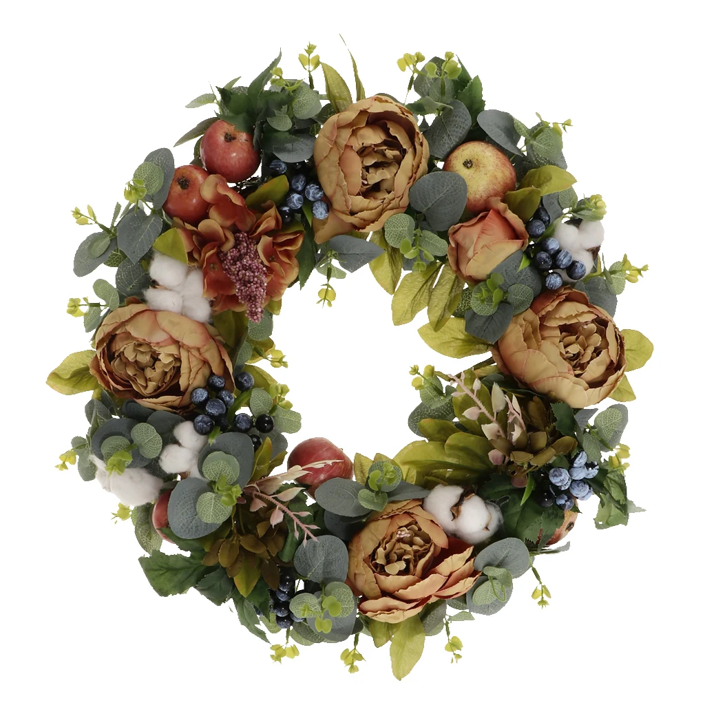 

2pcs Vintage Artificial Silk Flower Wreath Lintel Flower Rose Garland for Home Door Party Festival Wedding Decoration