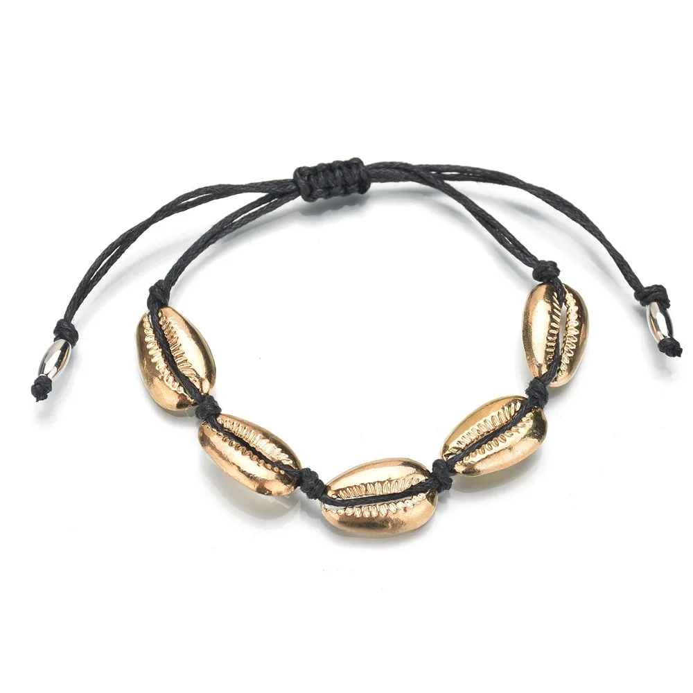 

Hot Sale Bohemia Handmade Gold Silver Shell Bracelet For Women Fashion Gold Silver Rope Chain Jewelry Summer Party Accessories