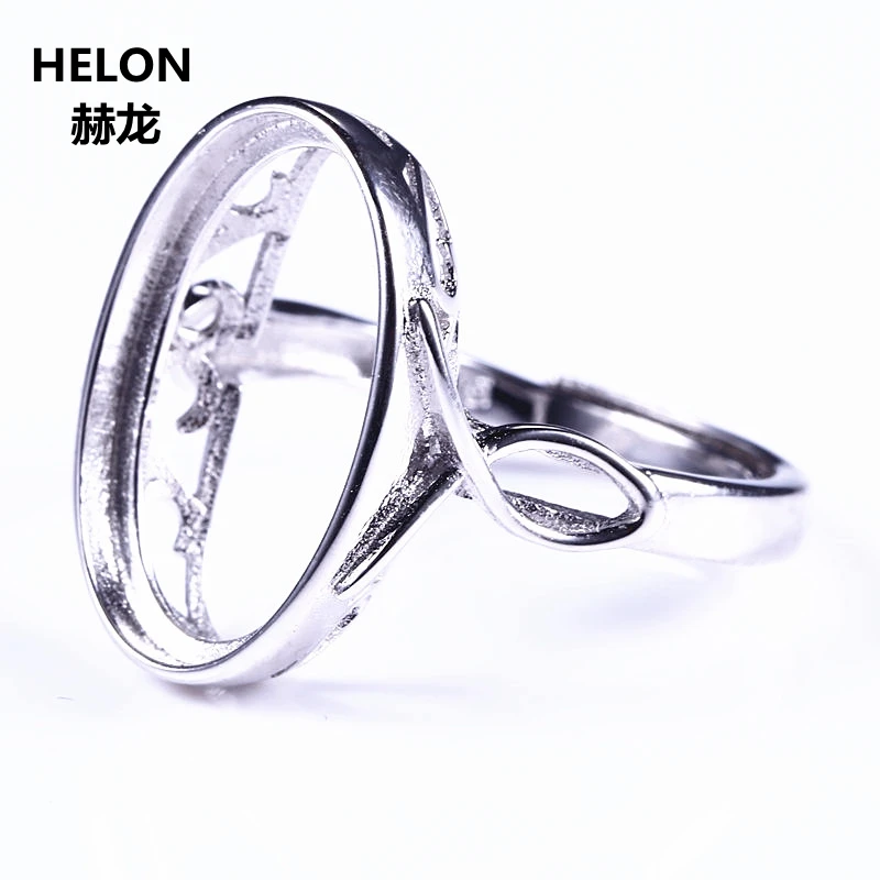 

Sterling Silver 925 Oval Cabochon 11x17mm Semi Mount Engagement Wedding Ring Fine Jewelry Setting White Gold Color