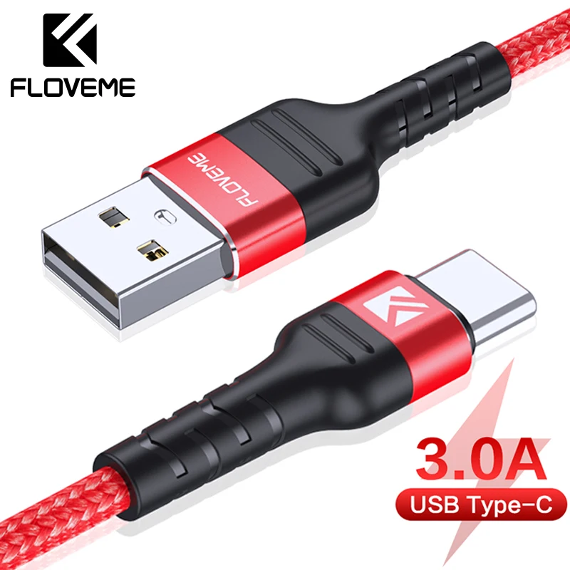 FLOVEME 3A USB نوع C كابل لسامسونج S10 S10e S9 USB C الهاتف المحمول كابل شحن سريع نوع C كابل ل USB نوع-C الأجهزة