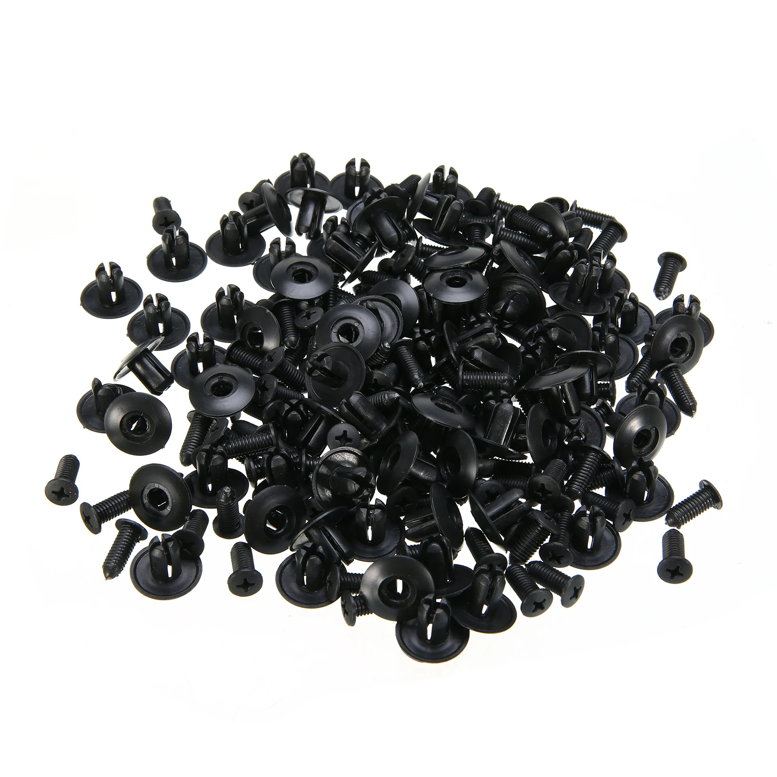 120 Pcs Black Plastic 8mm Hole Dia Car Door Fender Push Rivets Retainer Clips