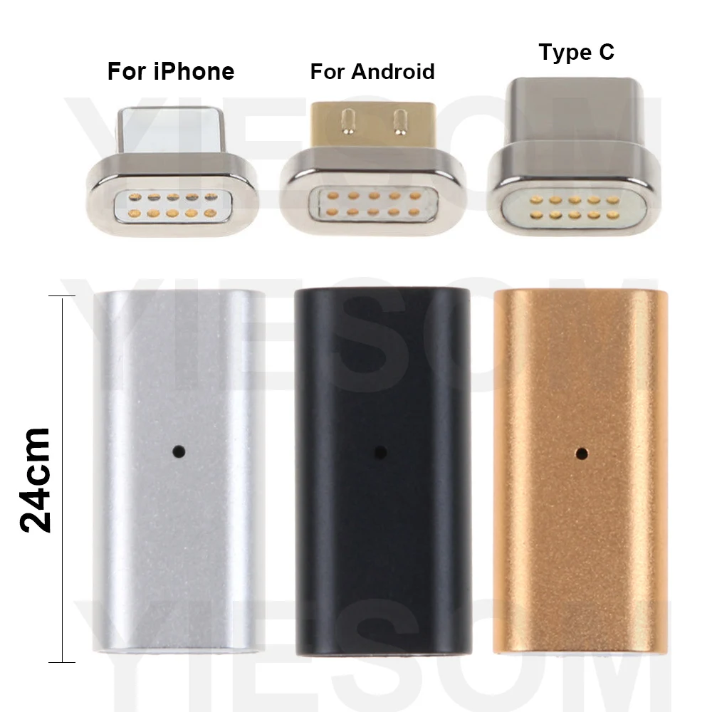 YIESOM type C/Micro USB/для iPhone 3 в 1 Магнитный кабель-переходник для зарядки конвертер для iPhone Android type-C штекер Магнитный адаптер