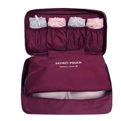 Женская сумка для хранения бюстгальтеров, дорожная упаковка, сумка для нижнего белья, органайзер для бюстгальтера, сумка для упаковки трусиков, дамская сумка для спальни - Цвет: Wine Red