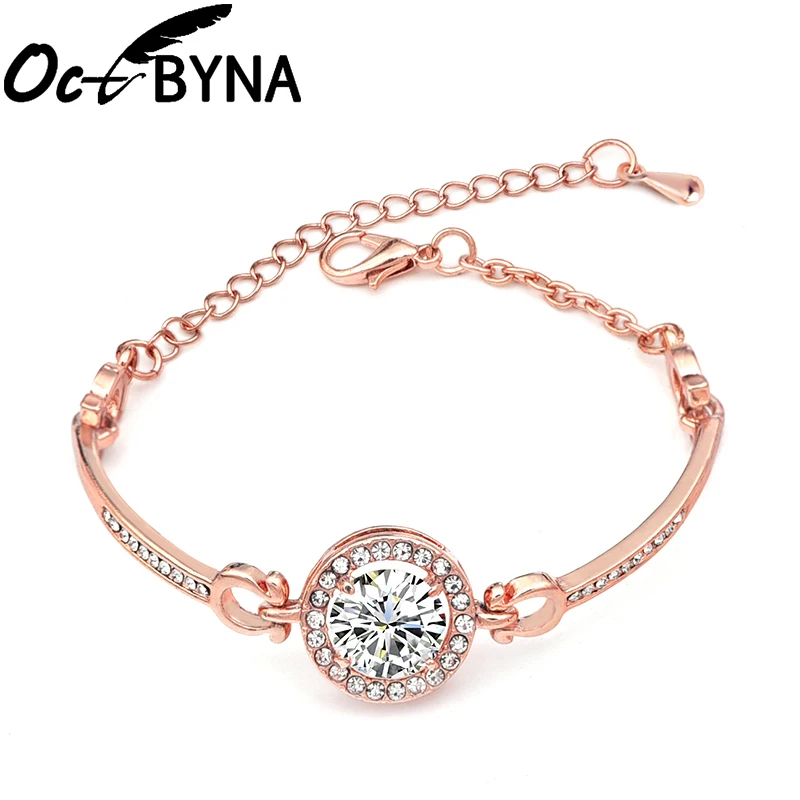 

New Design Simple Luxurious Jewelry Gold/Rose Gold/silver Color Crystal Bracelets Bangles For Women Cuff Bracelet Jewelry