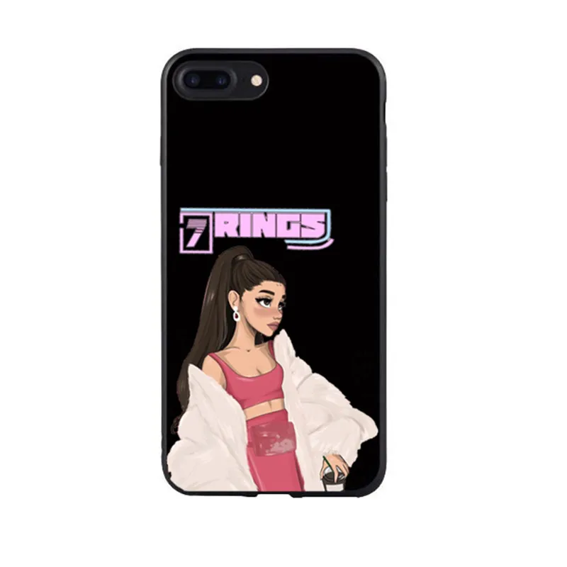TPU 7 колец Thank U seguinte Ariana grande macio cores doces caso de telefone para Для iPhone 11 11PROMAX 6s 7 8 plus x XS XR XSMAX - Цвет: TPU