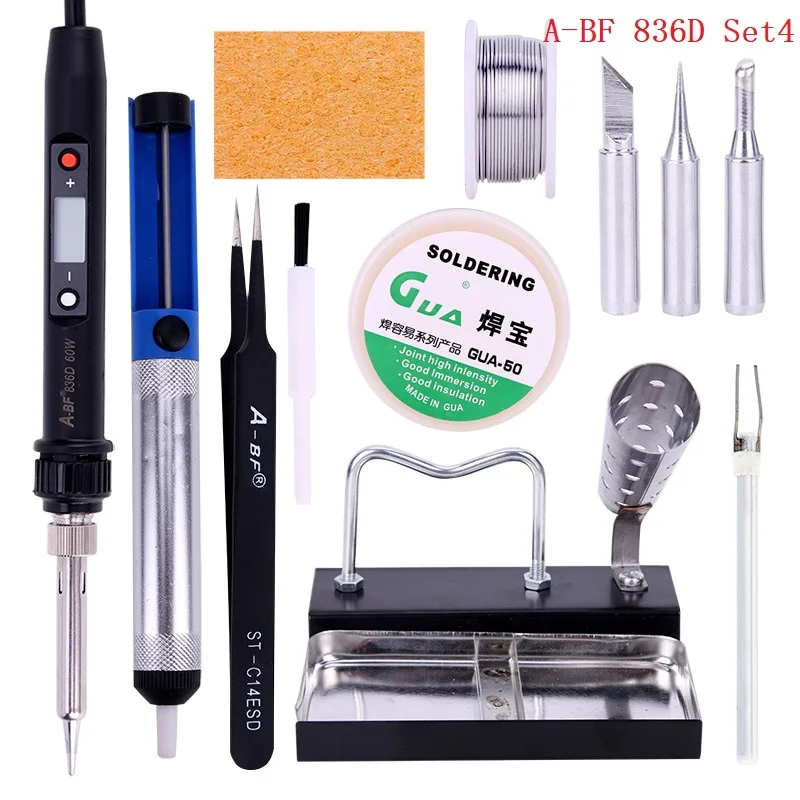 Цифровой паяльник с ЖК дисплеем и регулируемой температурой 3 наконечниками для