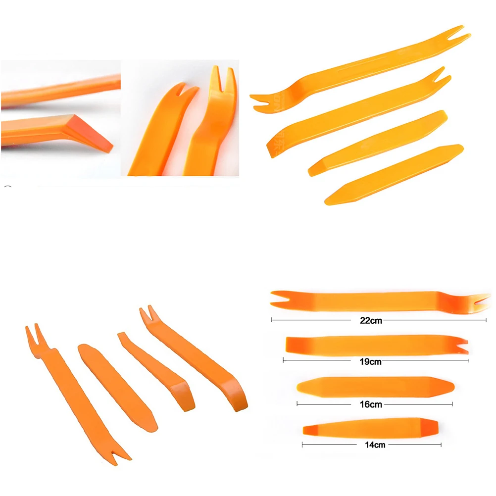 

Professional 4pcs/set Automobile Audio Door Clip Panel Trim Dash Auto Radio Removal Pry Tool Set Car Panel Removal Tools
