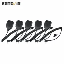 5 pcs Retevis Speaker Walkie Talkie Mic 2 Pin PTT Speaker Mic Handheld Remote For Baofeng 888s/UV-5R/UV-5RA Retevis C9001A