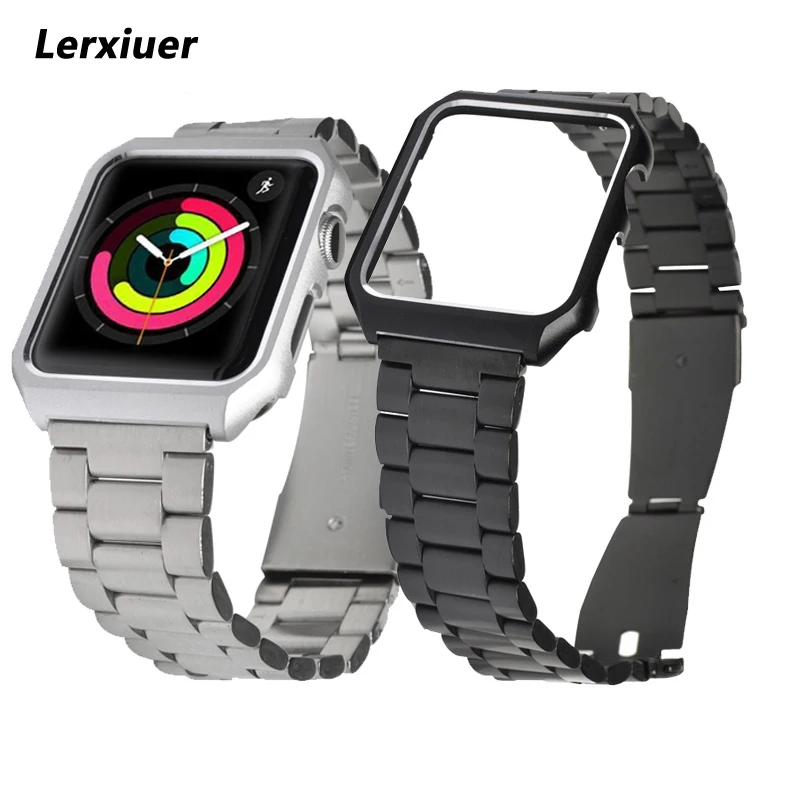 

stainless steel strap For apple watch band 42mm correa aple watch 38mm bracelet wristband & protective shell case iwatch 3 2 1
