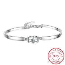 Нежные браслеты из стерлингового серебра 925 пробы для женщин ослепительный фианит циркония Любовь Сердце браслет(16 см+ 3,5 см) pulseira S-B224