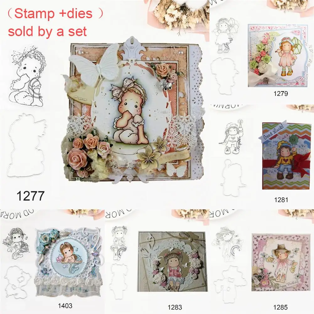 

Little Girl's Carbon Steel Cutter Mold Embossing Die Stamp Seal Set For Scrapbook Make Homemade Cards Frames And Cutouts