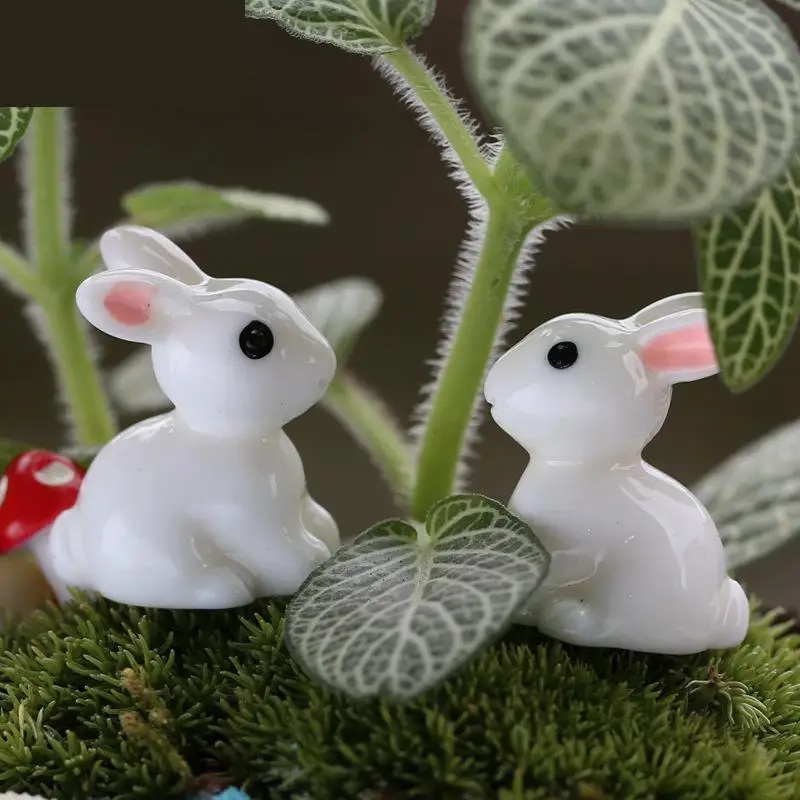 

10 Pcs Moss Micro Rabbit Landscape Ornaments Small Ears Rabbit Resin Handicraft Accessories Accessories