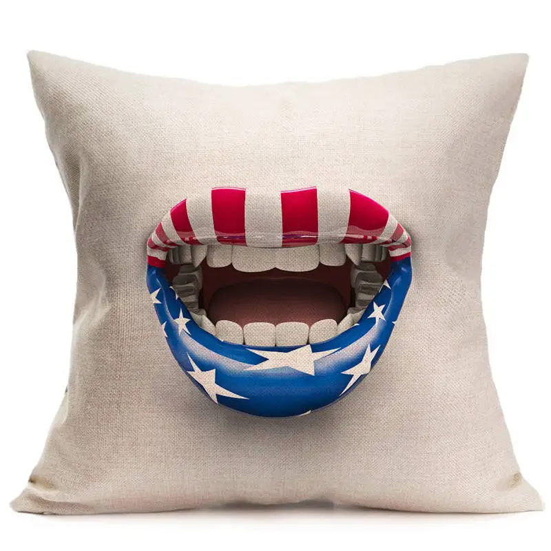 

Fashion Throw Pillows Decorative Cushion Case Sofa Car Vintage American Flag pillow covers Cotton Linen Cushion Cover Home Decor